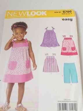 New Look Girls' Pink & White Sundress Pattern with Blue Shorts Option